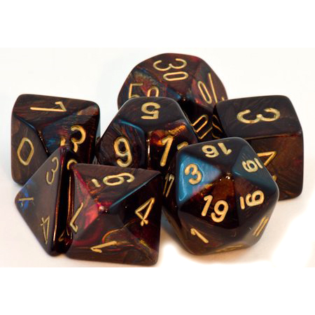 Polyhedral 7-Die Scarab Dice Set Toy Royal Blue with Gold by Chessex
