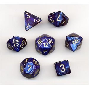 Scarab 18mm 4 Sided D4 Chessex Dice, 6 Pieces - Jade with Gold