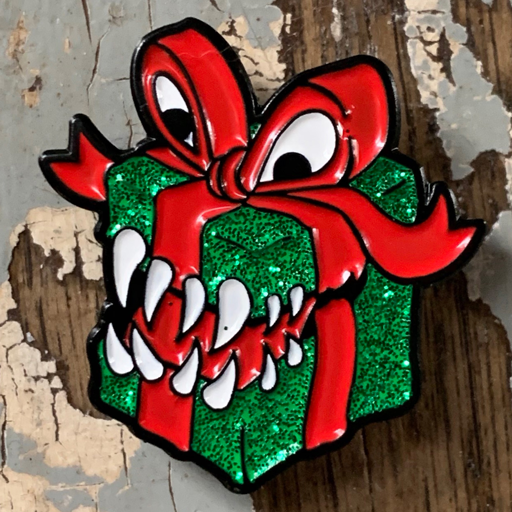 Enamel Pin: Mimic Present - Green & Red (Game On! Sale)