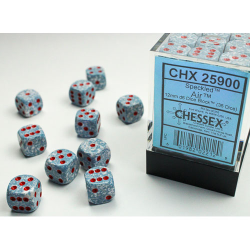 Chessex Dice d6 Sets Air Speckled 36 12mm Six Sided Die CHX 25900