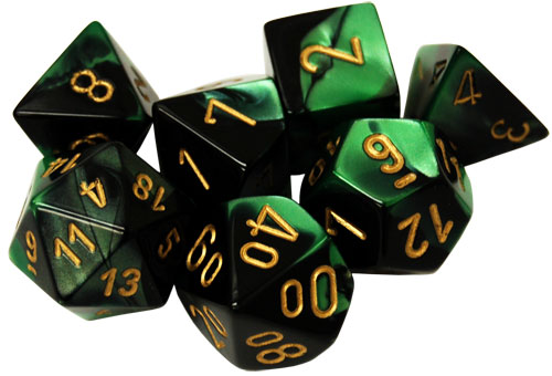 2 Die Gemini Black Red with Gold D20 Dice 16mm Chessex D&D RPG 