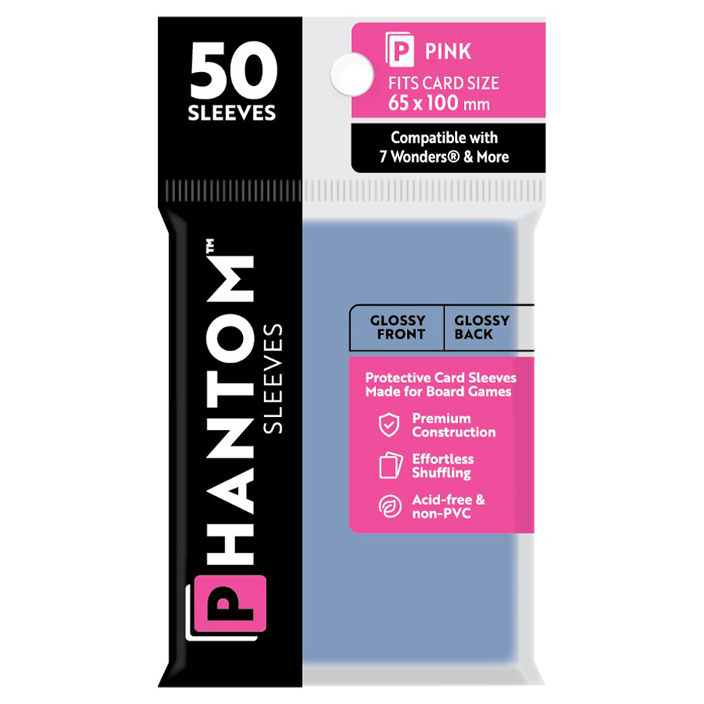Phantom Sleeves: Pink Size 65 x 100mm - Glossy/Glossy (50), Accessories