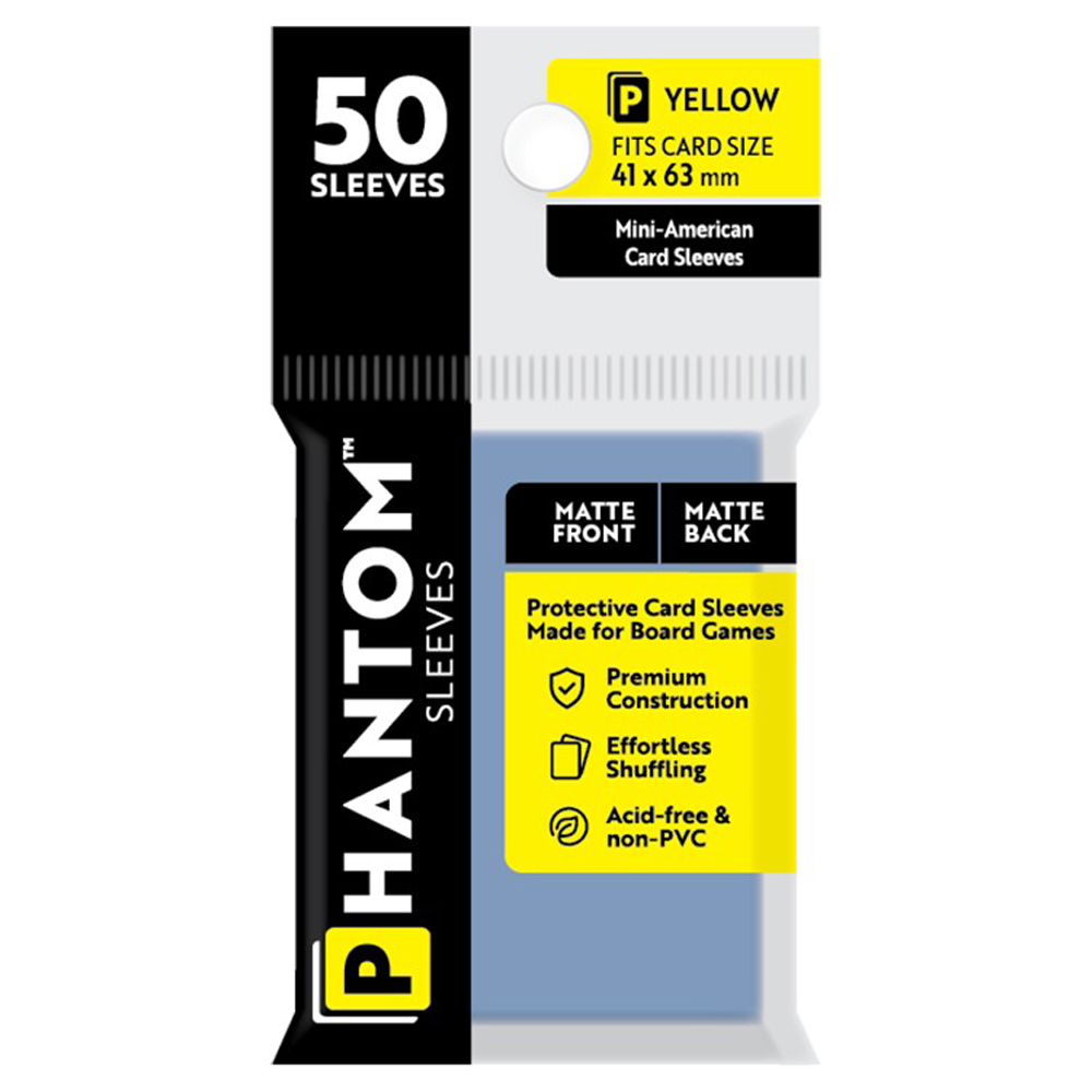 Phantom Sleeves: Yellow Size 41 x 63mm - Matte/Matte (50) (Game On! Sale)