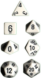 Chessex Dice Set: Opaque White w/Black (7)