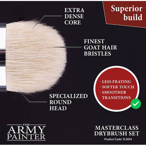 The Army Painter Brush: Drybrush - Hobby Miniature Model Paint Brush Set  with Synthetic Nylon Hair - Model Brushes & Miniature Paint Brushes for