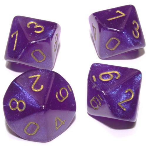 CHX 27295 10 Chessex Dice Sets Lustrous Green W/ Gold Ten Sided Die d10 Set