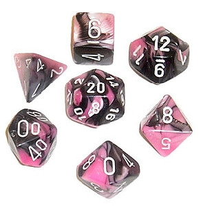 Chessex Dice Set: Gemini Black-Pink w/White (7)