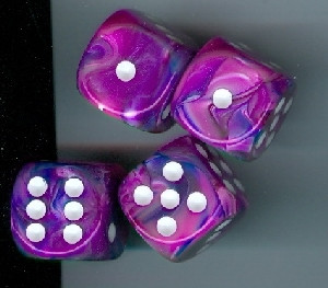 Chessex 16mm d6 Set: Festive Violet w/White (12)