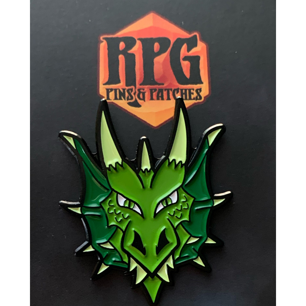 Enamel Pin: Dragon Head - Green