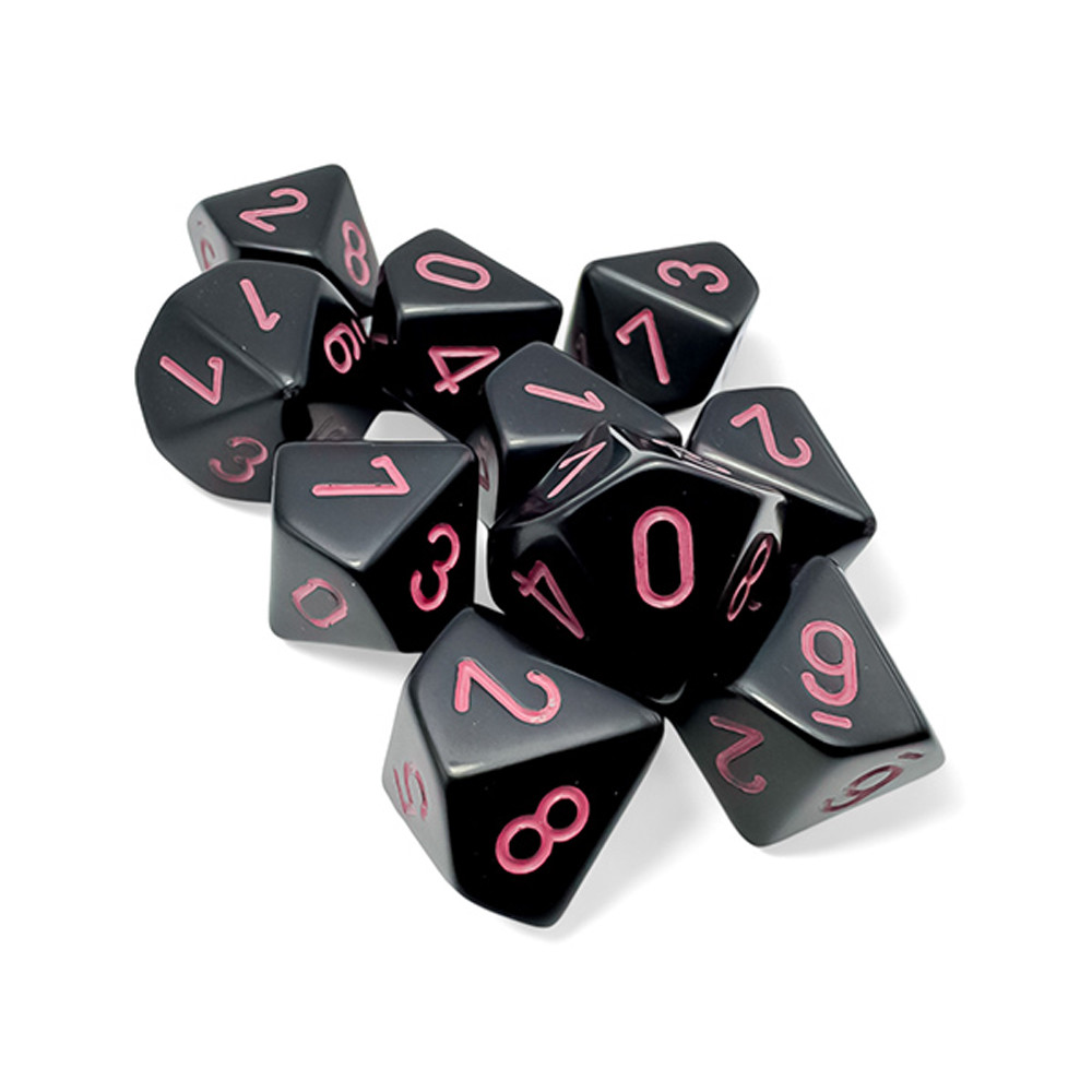 d10 Set: Opaque - Black/Pink (10)