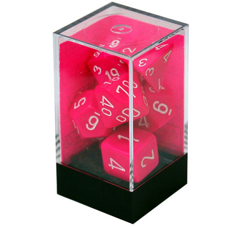 Chessex Dice Set: Opaque Pink/white (7)