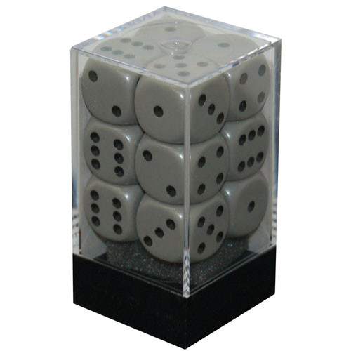 Chessex Dice D6 Set of 36 Opaque Grey Black Pips 12mm Six Sided Die CHX 25810 for sale online