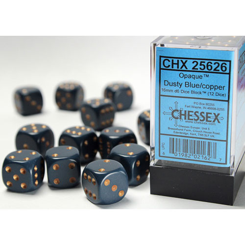 Chessex 16mm d6 Set: Opaque - Dusty Blue w/Copper (12)