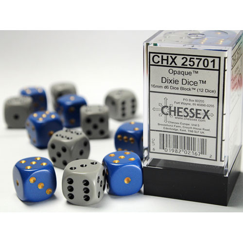 Chessex 16mm d6 Set: Opaque - Dixie (12)