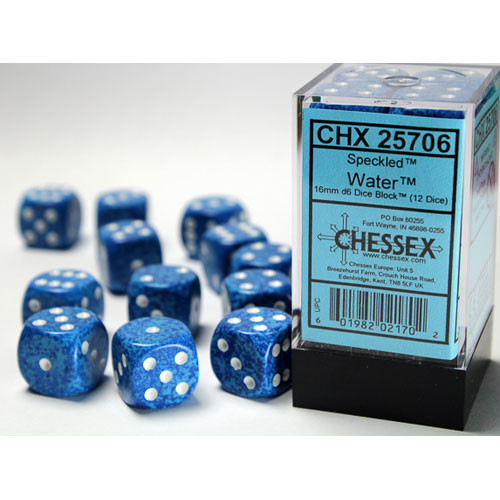 Chessex Speckled Silver Tetra 16mm D6 Dice Block 12 