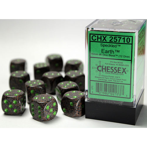 Chessex 16mm d6 Set: Speckled - Earth w/Green (12)