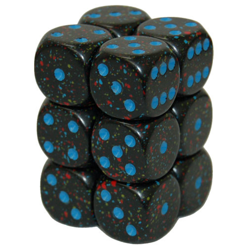 12 Dice Speckled 16mm D6 Chessex Dice Block Blue Stars 