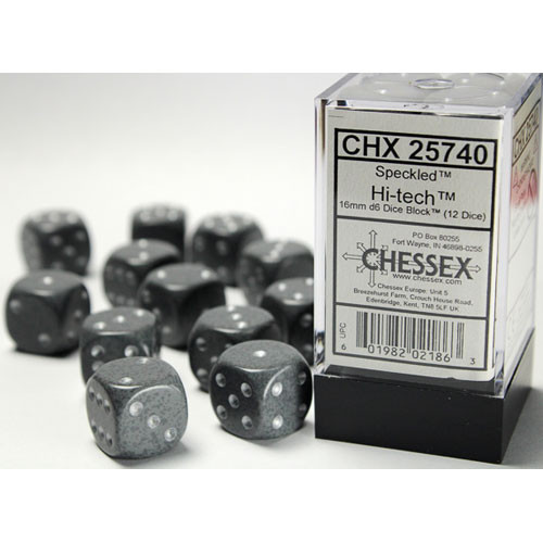 Chessex 16mm d6 Set: Speckled - Hi-Tech w/Silver (12)