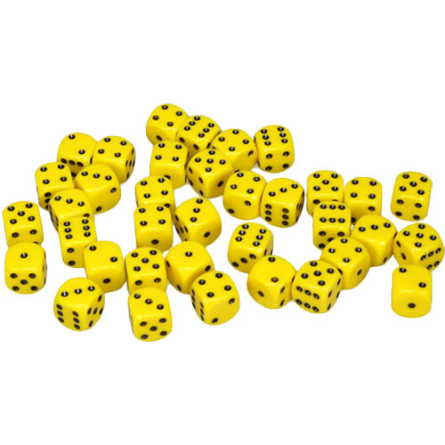 Chessex Opaque Yellow With Black 12mm D6 Dice Block 36 Die Set Dungeons RPG for sale online 