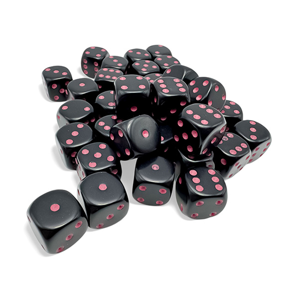 12mm d6 Set: Opaque - Black/Pink (36)