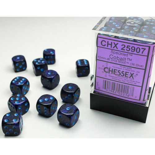 Chessex 12mm d6 Set: Speckled - Cobalt w/Blue (36)