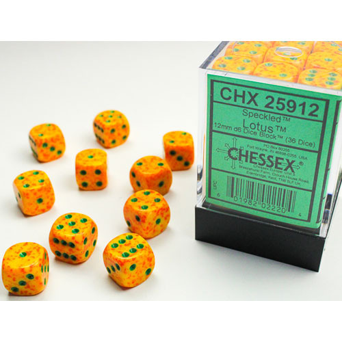 Chessex 12mm d6 Set: Speckled - Lotus w/Green (36)