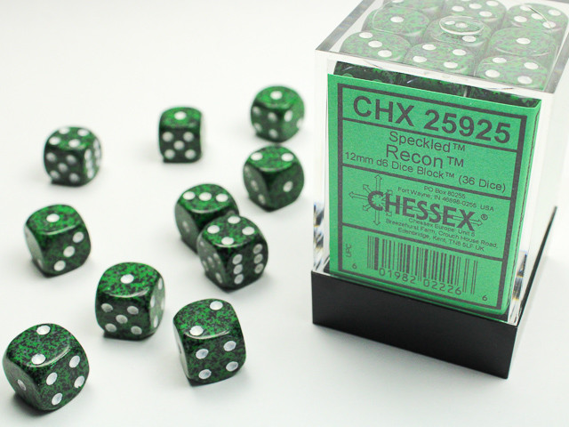 Chessex 12mm d6 Set: Speckled - Recon w/White (36)