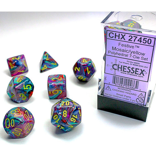 Chessex Dice Set: Festive - Mosaic w/Yellow (7)