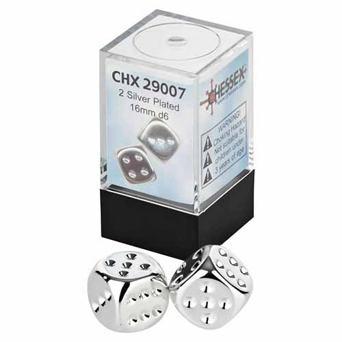 Chessex: Silver-Plated 16mm D6 (2)