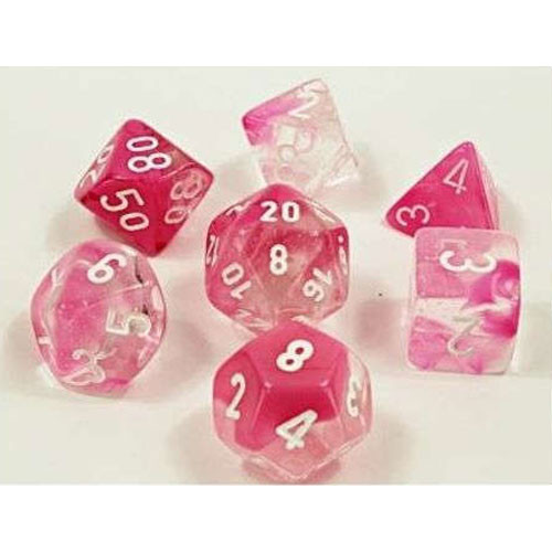 7 Chessex Dice Set Opaque Pink /& White