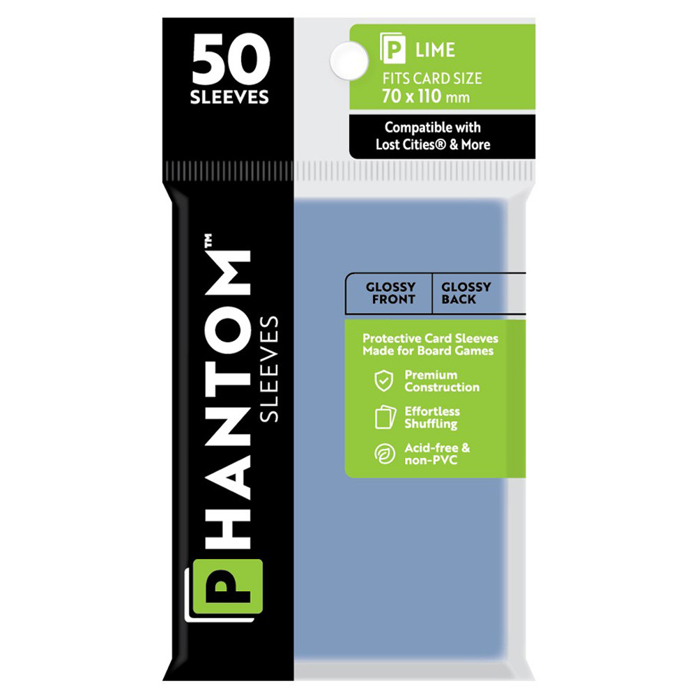 Phantom Sleeves:  Lime Size 70 x 110mm - Glossy/Glossy (50)