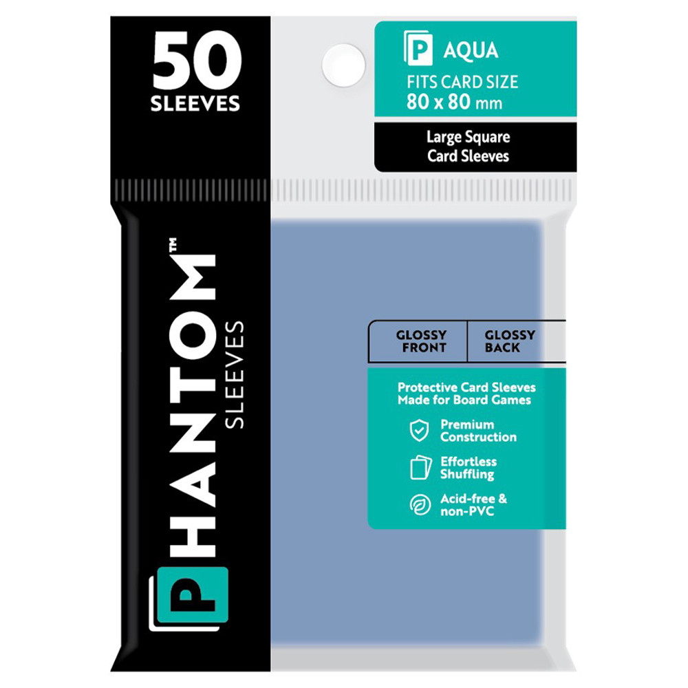 Phantom Sleeves: Aqua Size 80 x 80mm - Glossy/Glossy (50)