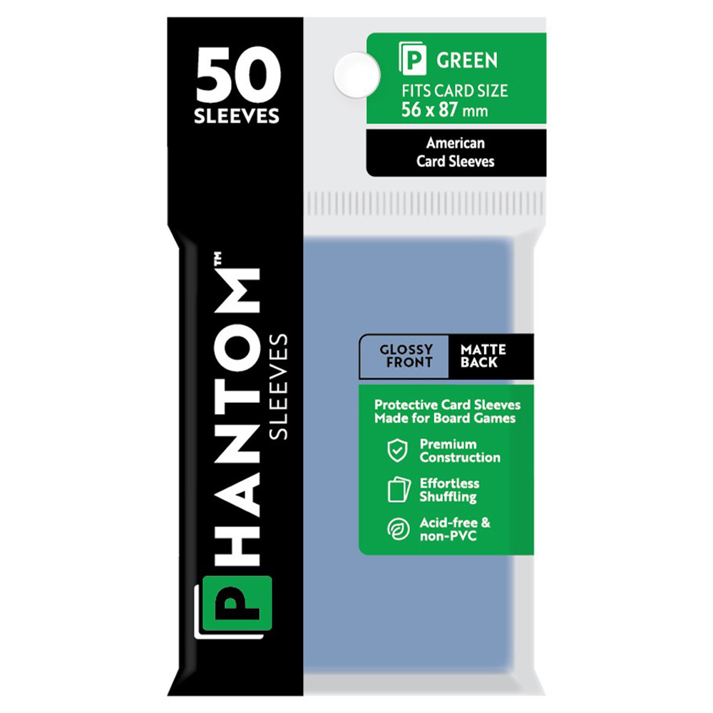 Phantom Sleeves: Green Size 56 x 87mm - Glossy/Matte (50)