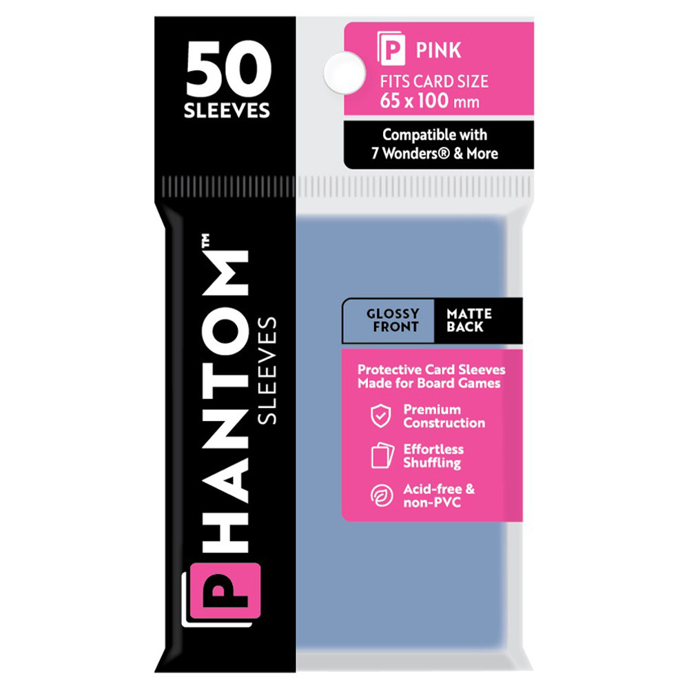 Phantom Sleeves: Pink Size 65 x 100mm - Glossy/Matte (50)