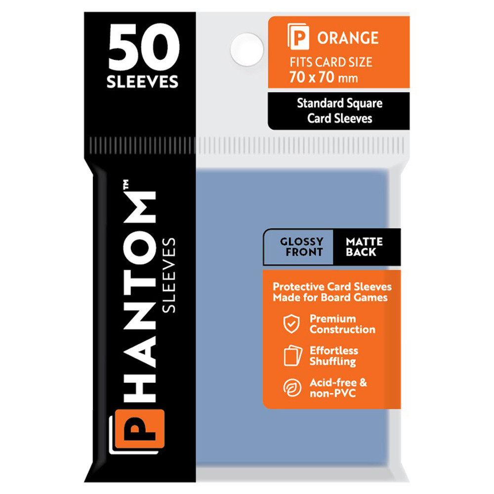 Phantom Sleeves: Orange Size 70 x 70mm - Glossy/Matte (50)