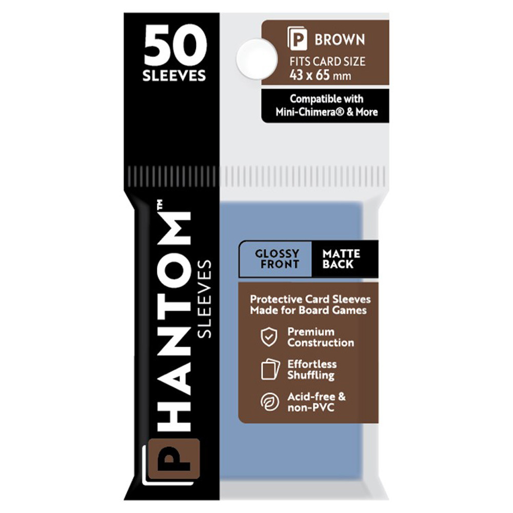 Phantom Sleeves: Brown Size 43 x 65mm - Glossy/Matte (50)