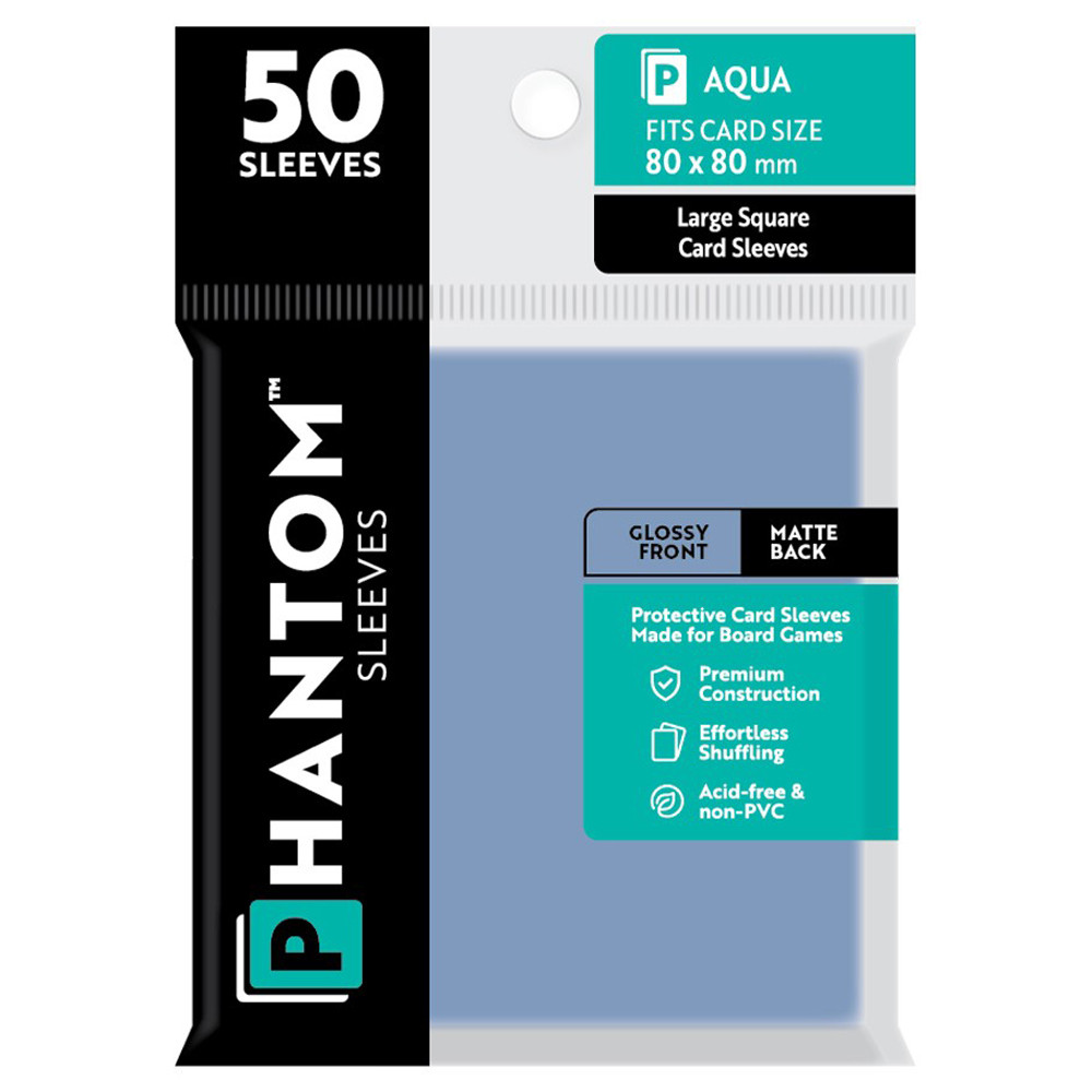 Phantom Sleeves: Aqua Size 80 x 80mm - Glossy/Matte (50)