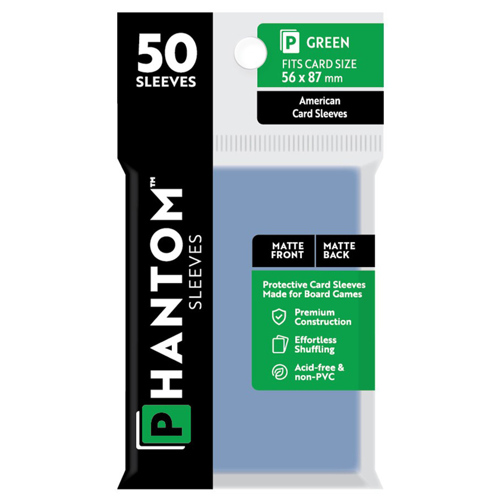 Phantom Sleeves: Green Size 56 x 87mm - Matte/Matte (50)