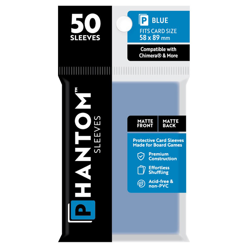 Phantom Sleeves: Blue Size 58 x 89mm - Matte/Matte (50)