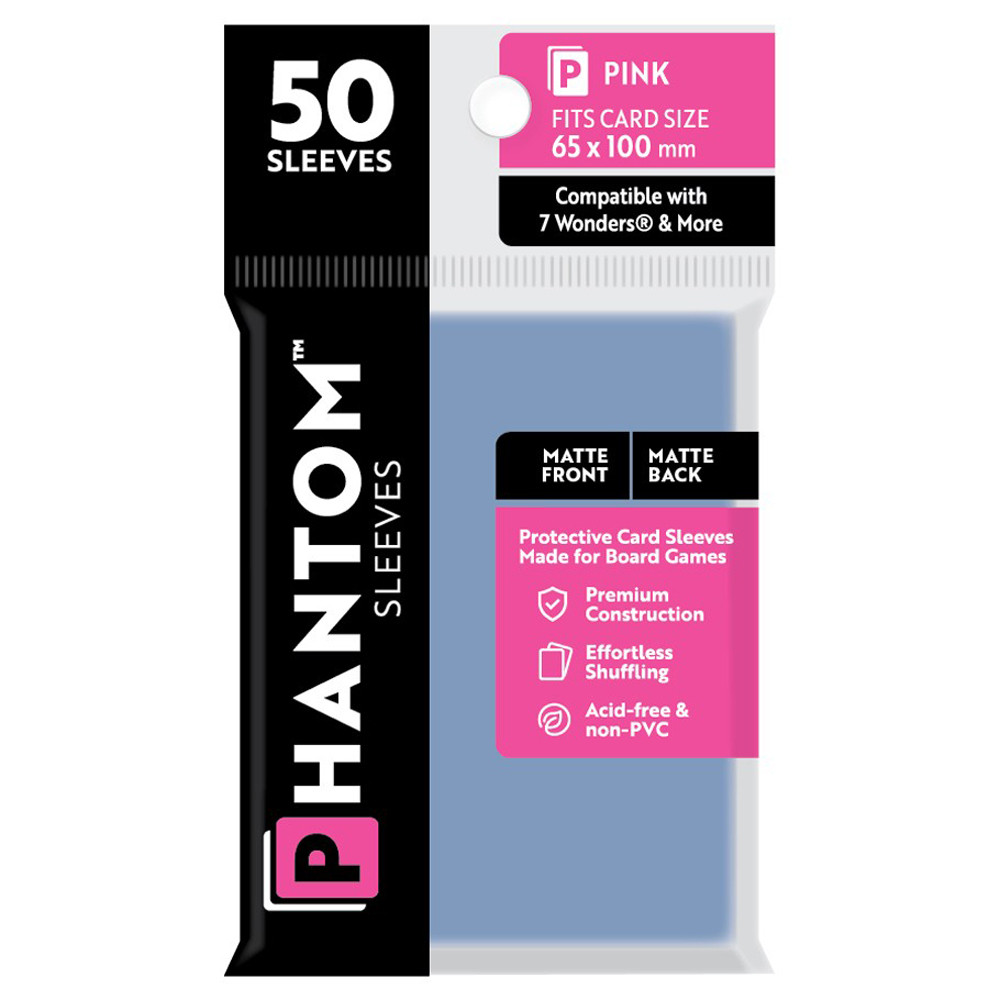 Phantom Sleeves: Pink Size 65 x 100mm - Matte/Matte (50)