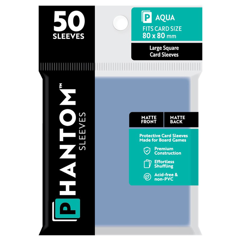 Phantom Sleeves: Aqua Size 80 x 80mm - Matte/Matte (50)
