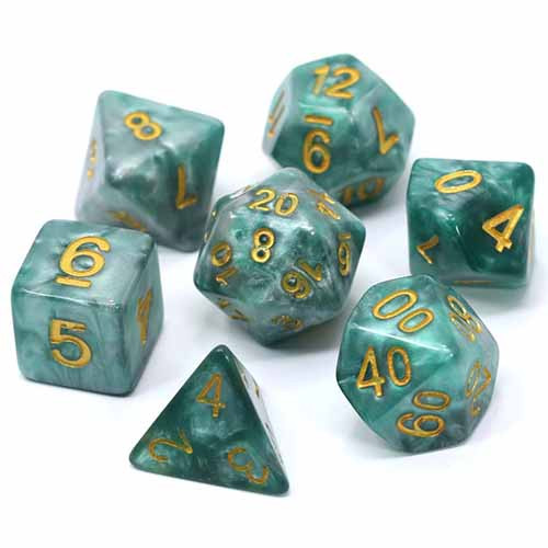 Die Hard Polyhedral Set: Serpentine - Green & Silver (7)