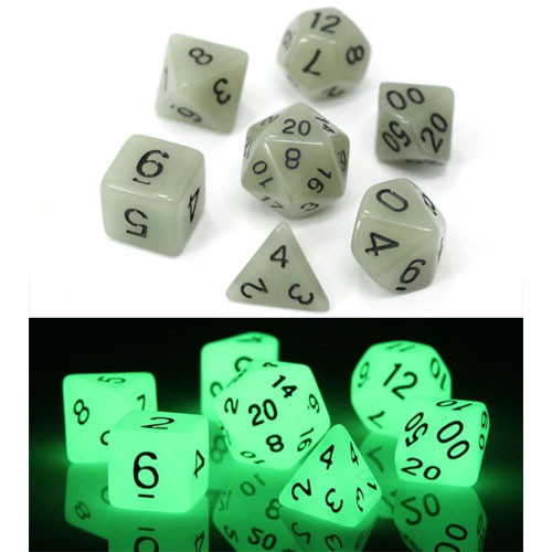 Die Hard Dice Polyhedral Set: Glow-in-the-Dark - White (7)