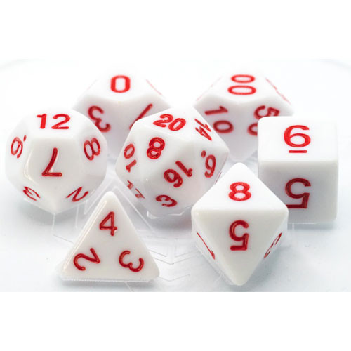 Die Hard Dice Polyhedral Set: White w/ Pastel Red (7)