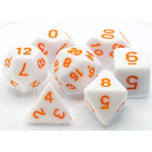 Die Hard Dice Polyhedral Set: White w/ Pastel Orange (7)