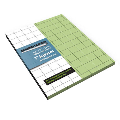 Gaming Paper - 1" Green Square Singles (100)
