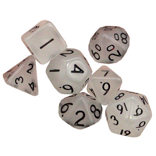 Game Plus Products Dice: 10mm Glow-in-the-Dark - Ivory w/ Black (7)