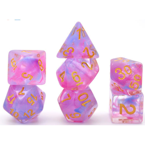 Game Plus Products Dice: 16mm Nebula - Blue/Purple w/ Gold (7)