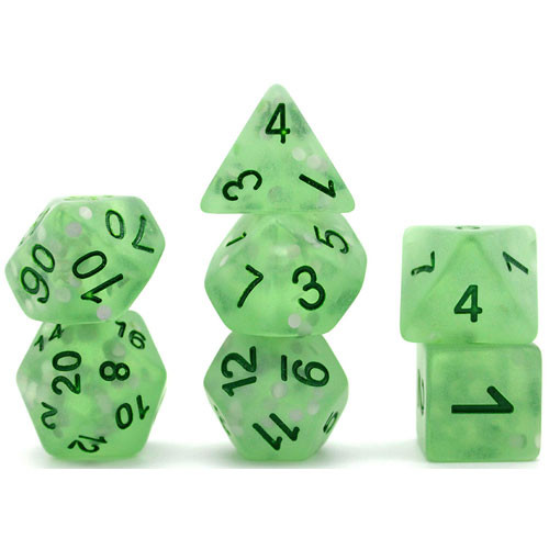 Game Plus Products Dice: 16mm Frosted w/ Laser Reflect - Green (7)