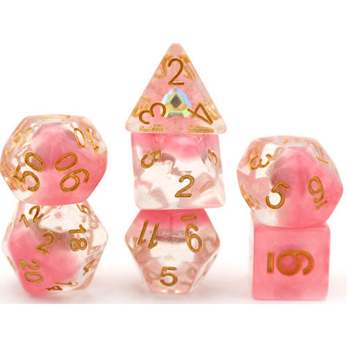 Game Plus Products Dice: 16mm Glitter Diamond - Heart w/ Gold (7)